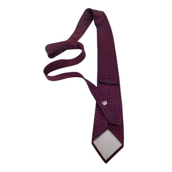 Mens Brooks Brothers Silk Tie  62" Red & Navy Diamond Pattern - Picture 3 of 6